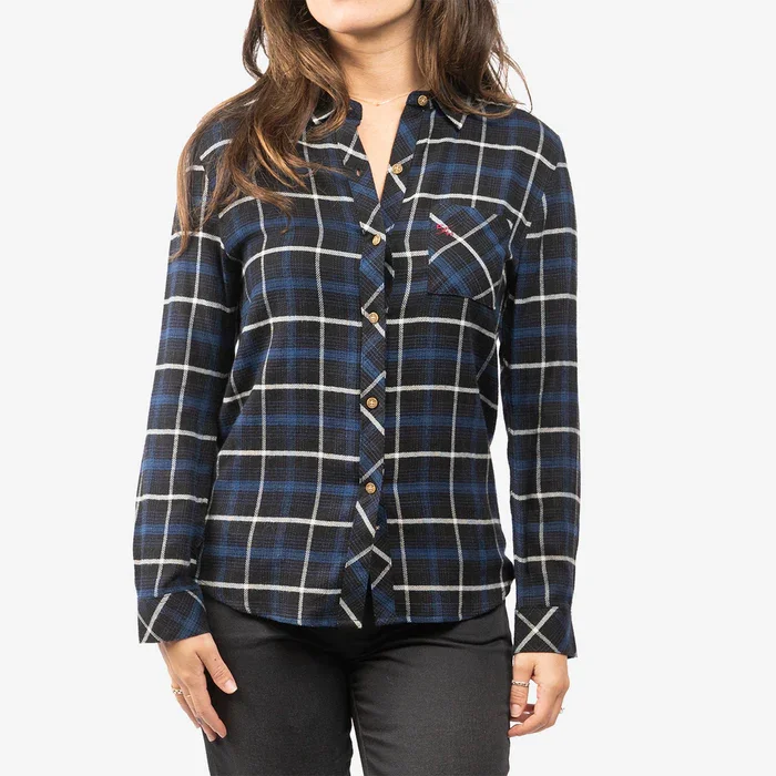 Fasthouse Honey Women's Flannel - Dust Blue/Black