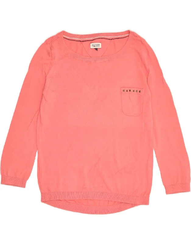 TOMMY HILFIGER Womens Boat Neck Jumper Sweater UK 10 Small Pink