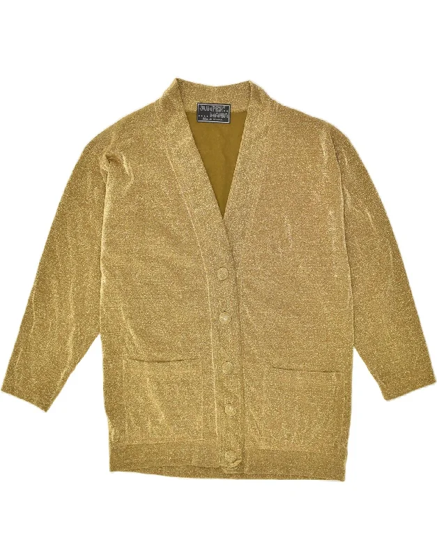 VINTAGE Womens Cardigan Sweater UK 18 XL Gold