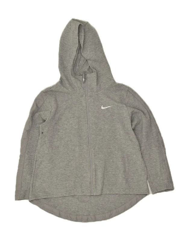 NIKE Womens Zip Hoodie Sweater UK 10 Small Grey