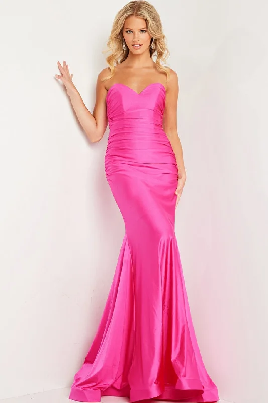 Jovani 37006 Long Ruched Mermaid Strapless Prom Dress Jersey Formal Gown