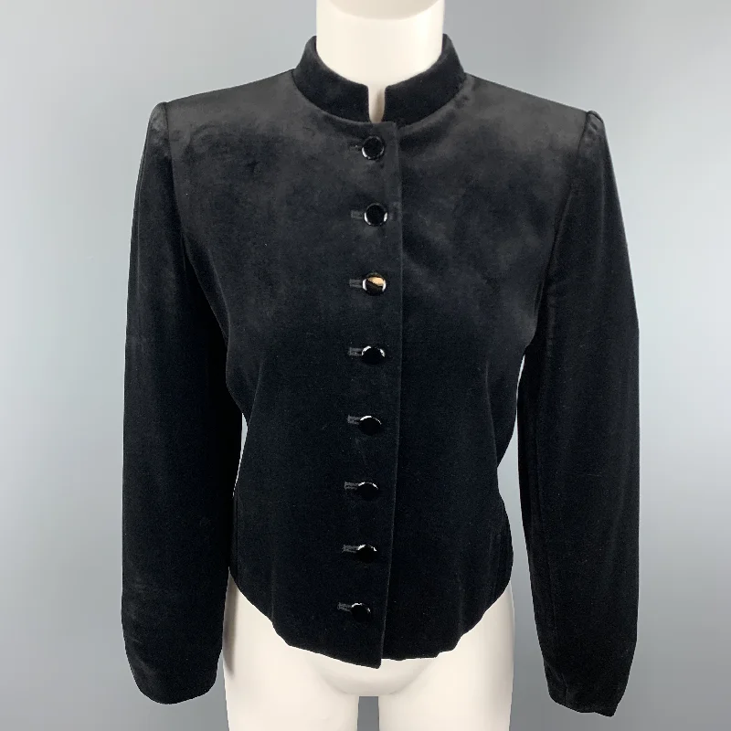 YVES SAINT LAURENT Vintage Size 6 Black Velvet Band Collar Jacket