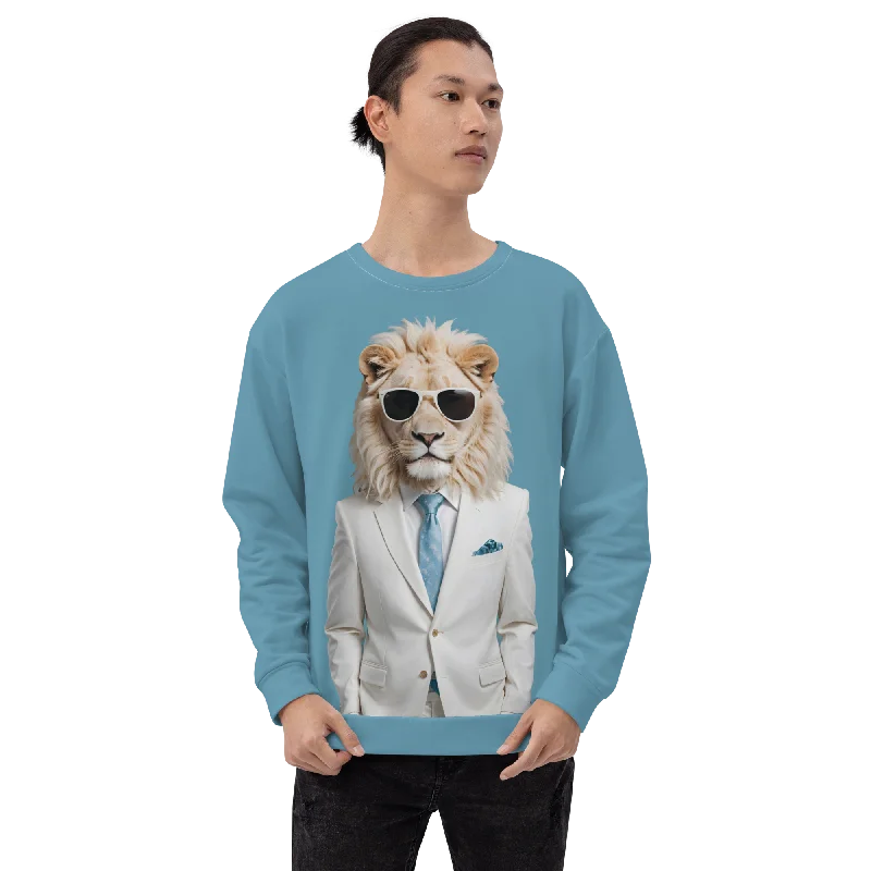 Funky White Lion All-Over Print Unisex Sweatshirt