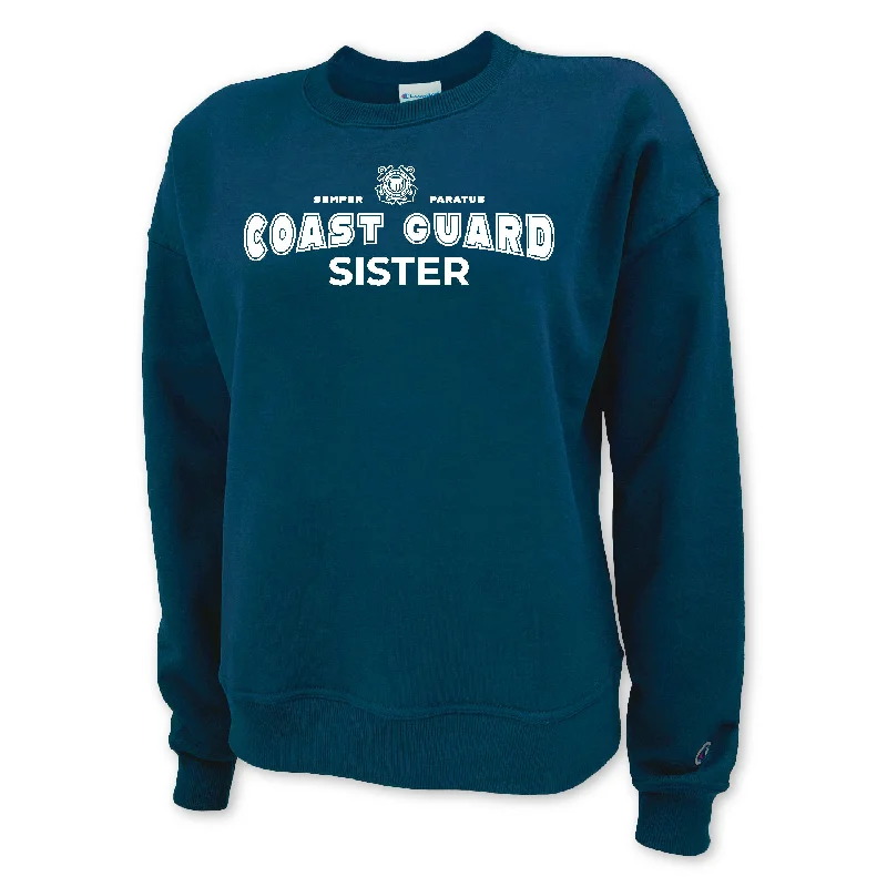 Coast Guard Champion Sister Ladies Crewneck (Navy)