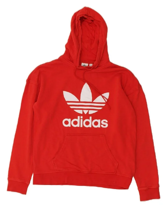 ADIDAS Womens Oversized Graphic Hoodie Jumper UK 10 Small  Red