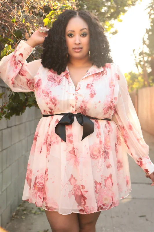 The Sweet Like Ice Cream Chiffon Empire Waist Dress in Floral Print