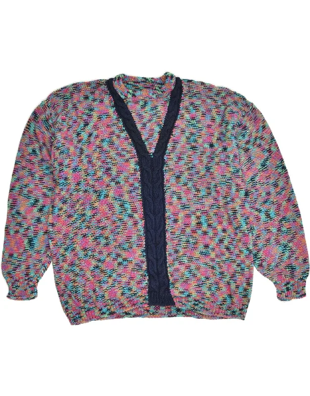 VINTAGE Womens Crew Neck Jumper Sweater UK 20 2XL Multicoloured Flecked