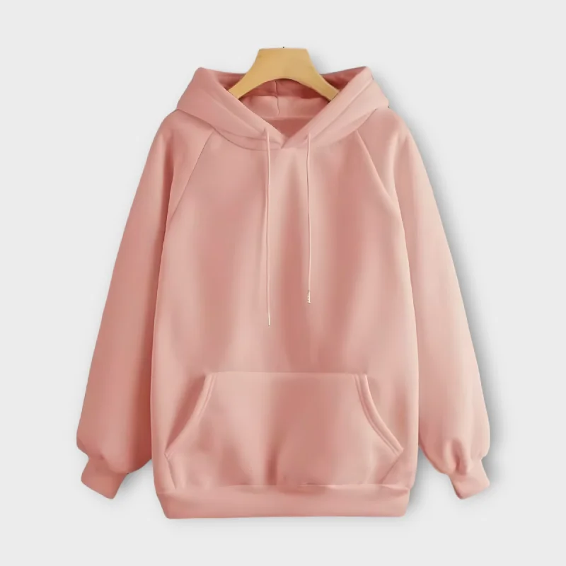 Winter Pink Basic Hoodie For Women's