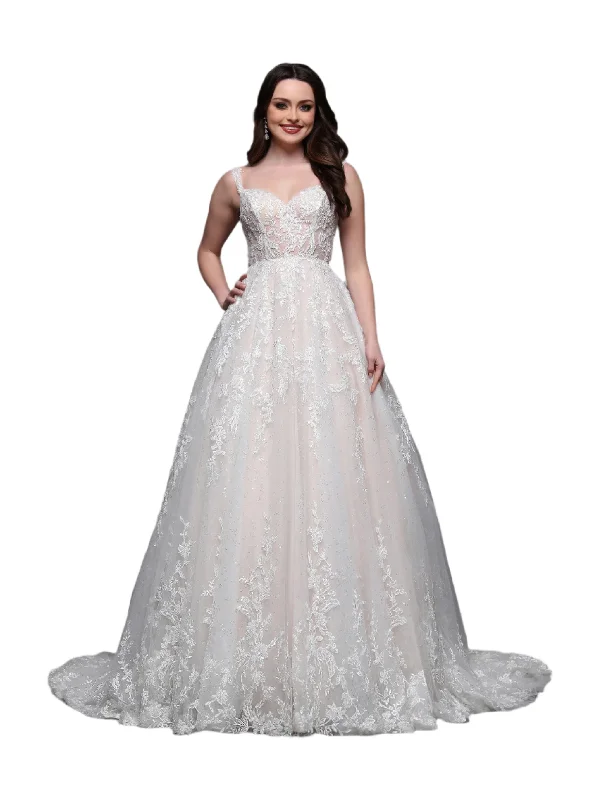 Davinci Bridal 50879 Sequin Lace Ball Gown Wedding Dress Corset Open back bridal Gown Sheer