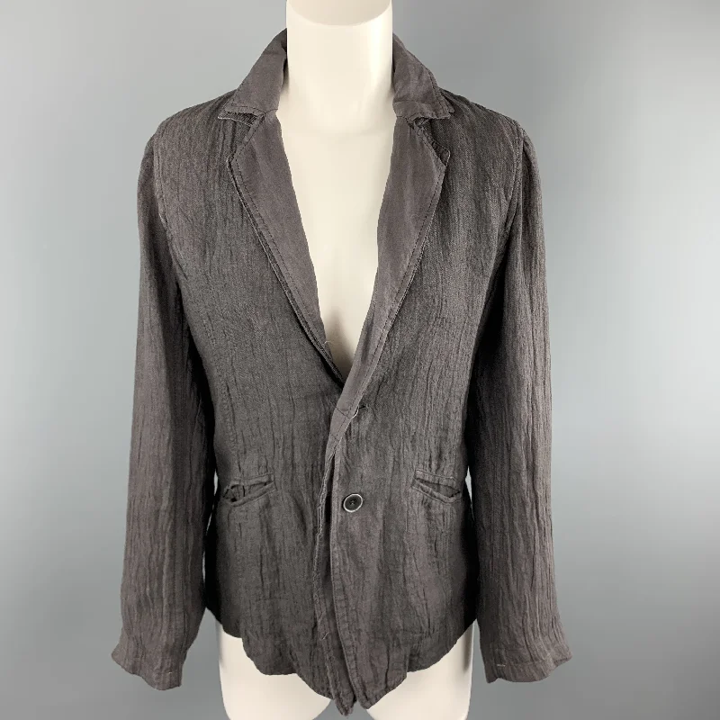 PAS de CALAIS Size 4 Grey Linen Layered Lapel Blazer