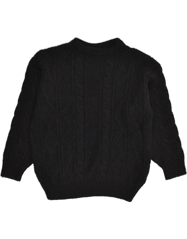 VINTAGE Womens Boat Neck Jumper Sweater UK 18 Large Black Acrylic