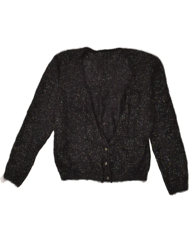 VINTAGE Womens Cardigan Sweater UK 12 Medium Black Flecked