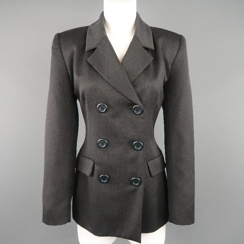 YVES SAINT LAURENT Encore Size 6 Charcoal Double Breasted Jacket