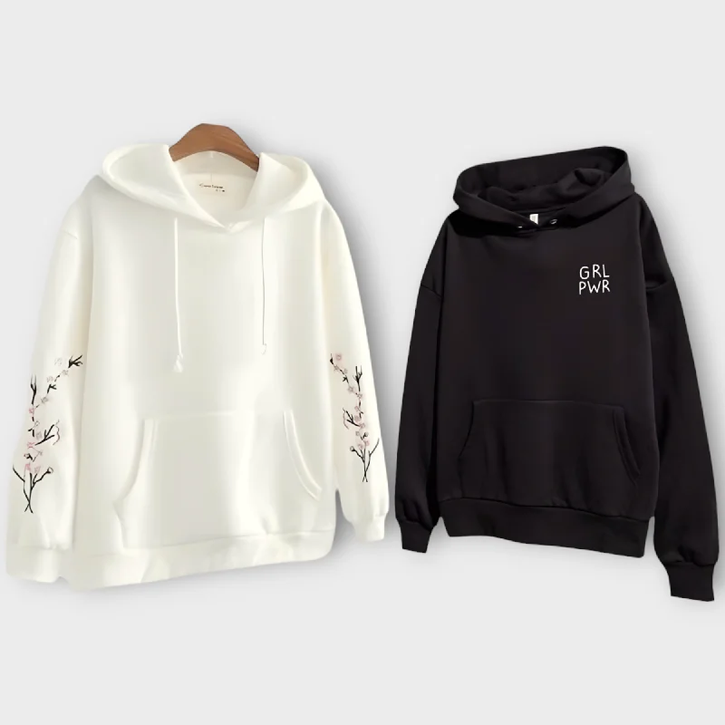 Pack Of 2 Winter Hoodie Printed For Women's