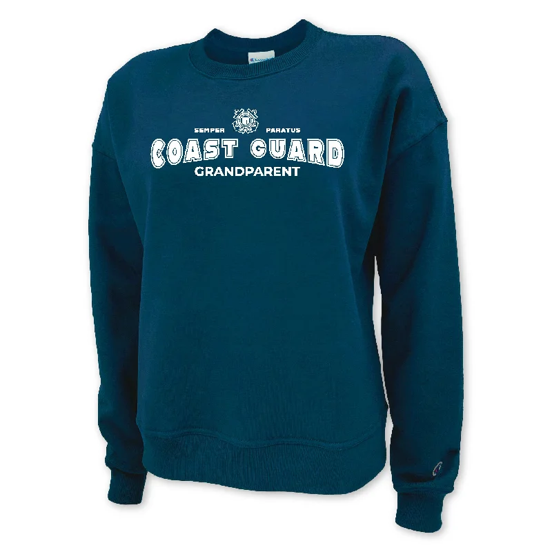 Coast Guard Champion Grandparent Ladies Crewneck (Navy)