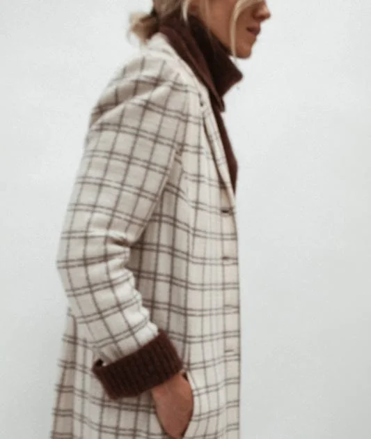 Plaid Collared Peacoat